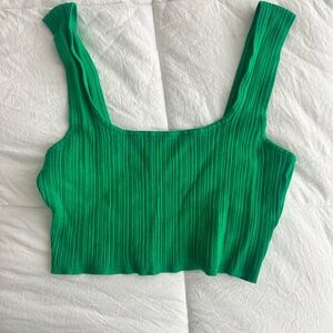 H&M Green Ribbed cropped tank top